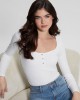 Eco White Karlee Long Sleeve Henley T-Shirt Eco White Karlee Long Sleeve Henley T-Shirt