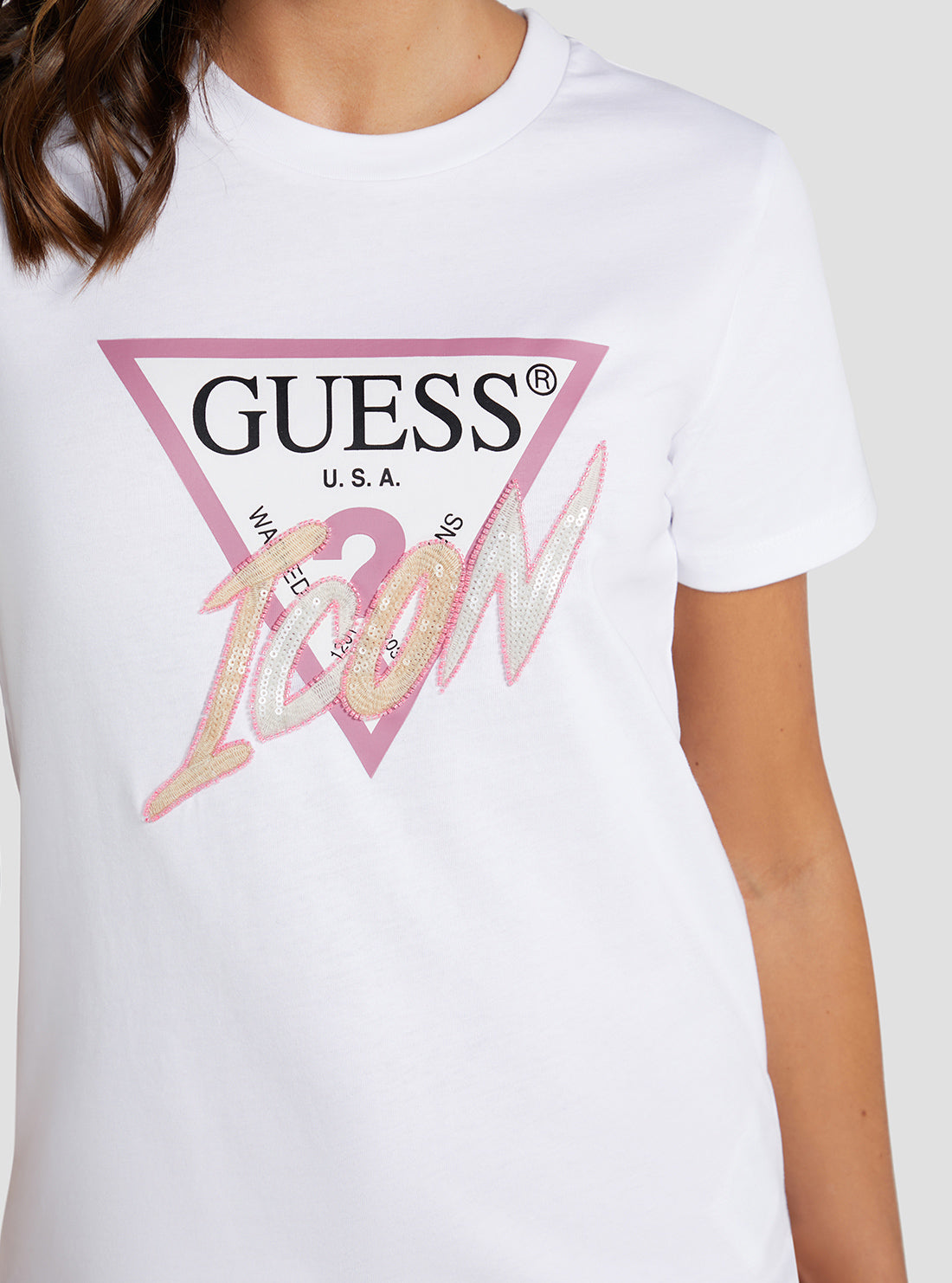 Eco White Sequin Icon Logo T-Shirt