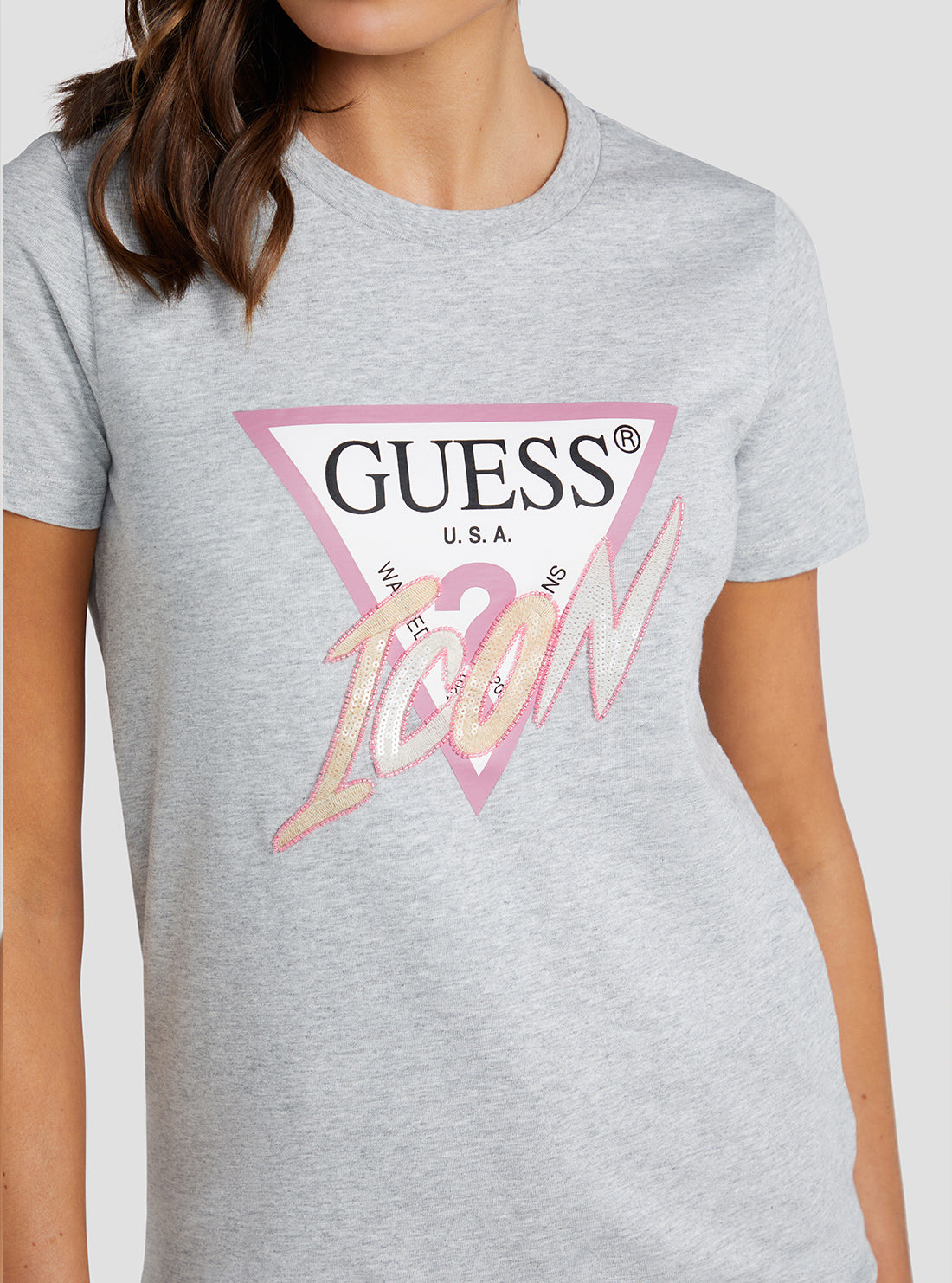 Eco Grey Sequin Icon Logo T-Shirt