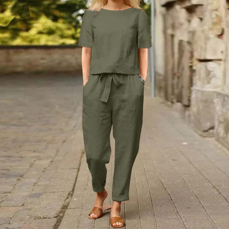 Casual Short Sleeve T-shirt & Pants Two-piece Set