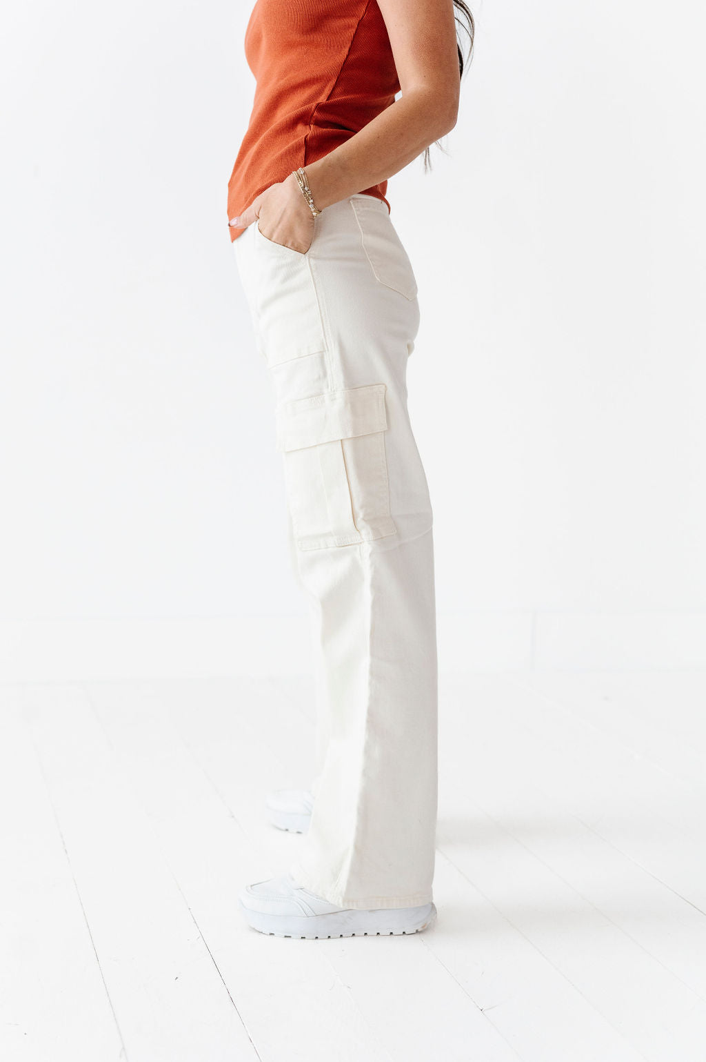 Spencer Cargo Jeans in Ivory