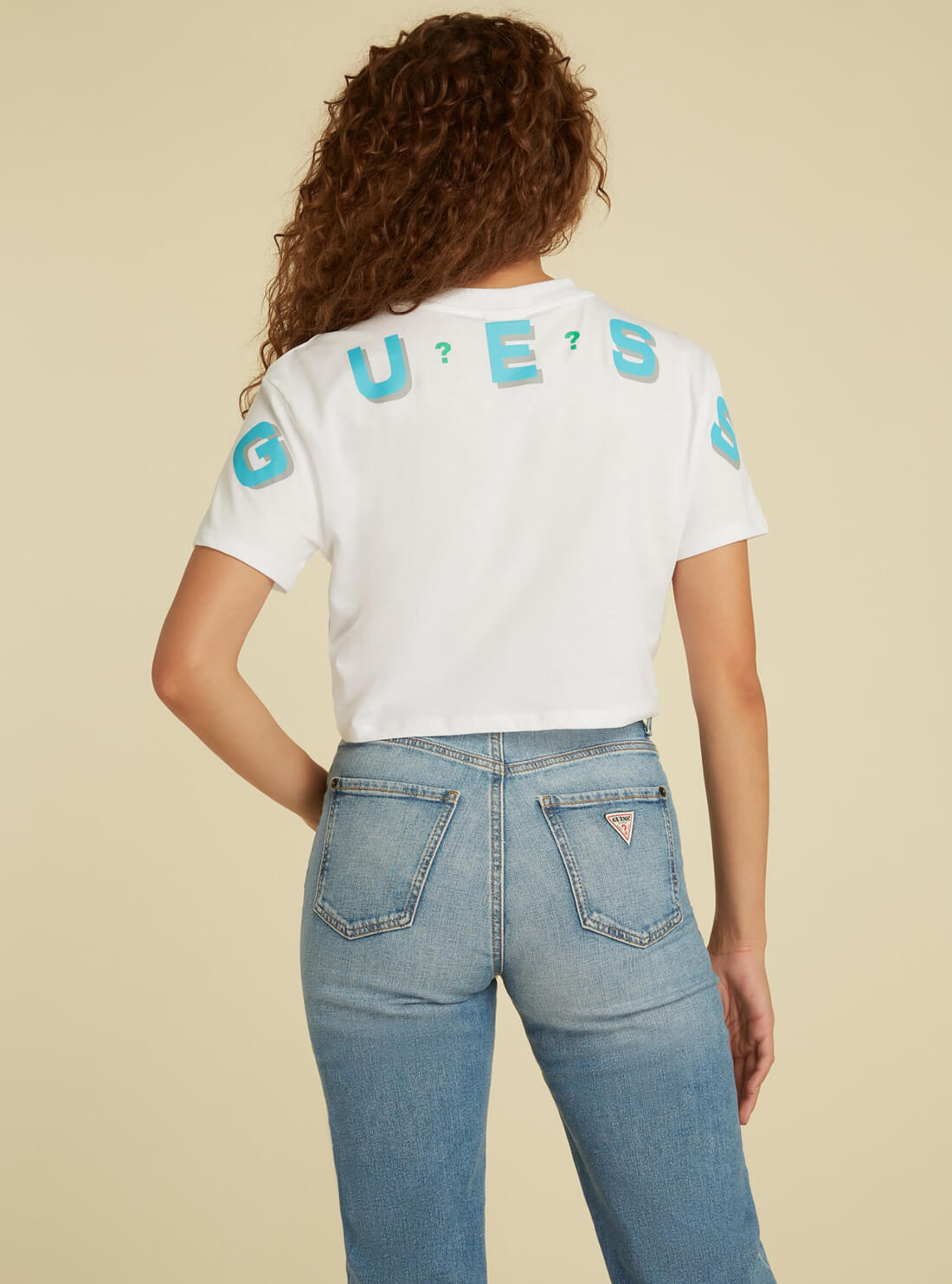 GUESS Originals White Arch Logo Crop T-Shirt GUESS Originals White Arch Logo Crop T-Shirt